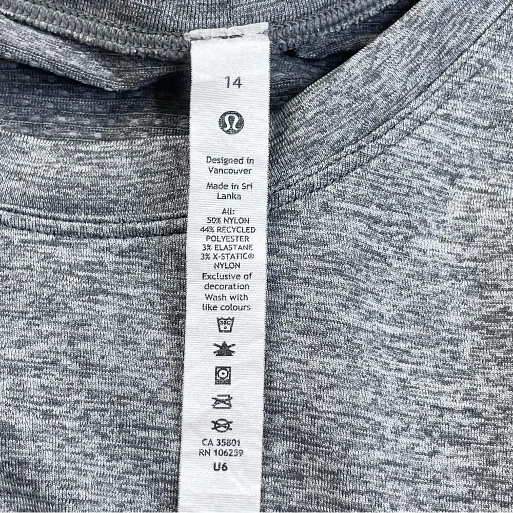 Lululemon Swiftly Tech Shirt Short Sleeves Heather Gray 14 #173